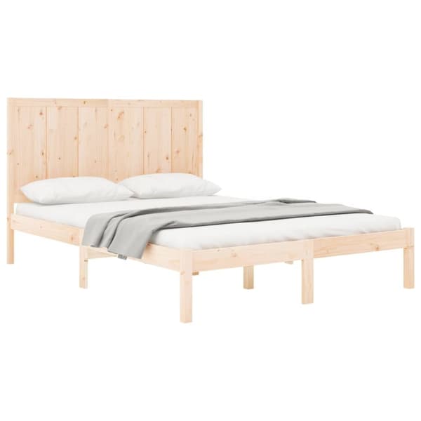 vidaXL Sängynrunko ilman patjaa 135x190 cm täysi mänty