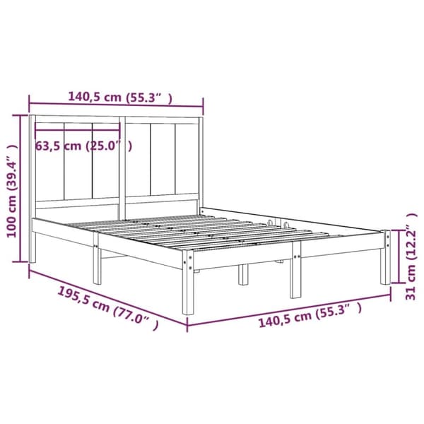 vidaXL Sängynrunko ilman patjaa 135x190 cm täysi mänty