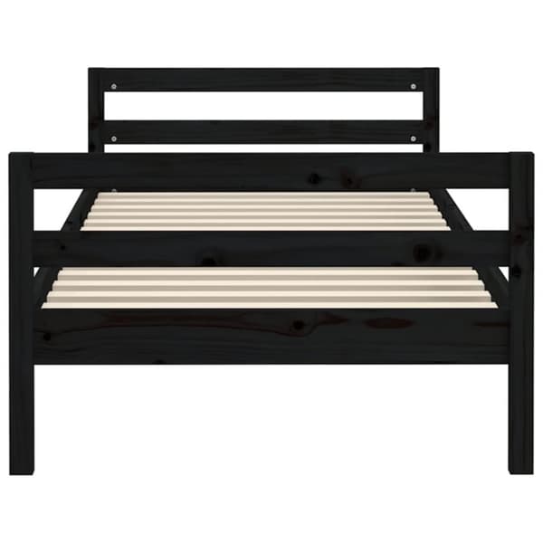 vidaXL Sengeramme svart 75x190 cm heltre furu