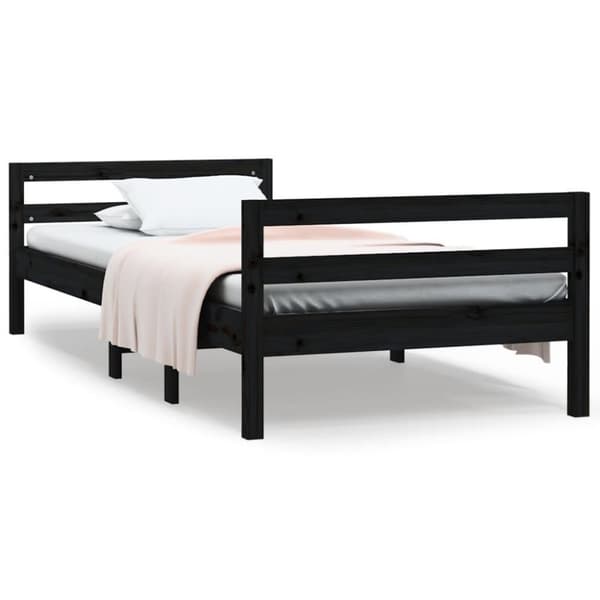 vidaXL Sengeramme svart 75x190 cm heltre furu