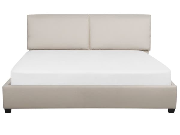 Seng Beige Polyester 180 x 200 cm Vandseng Moderne Blød Polstret Dobbeltseng Polstret Sengegavl Soveværelse Inspiration Kvalitetsseng