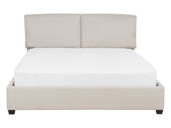 Seng Beige Polyester 140 x 200 cm Vandseng Moderne Blød Polstret Trekvart Seng Polstret Sengegavl Soveværelse Inspiration Kvalitetsseng