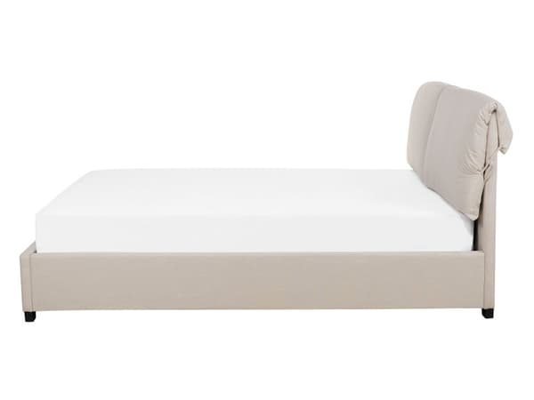Seng Beige Polyester 140 x 200 cm Vandseng Moderne Blød Polstret Trekvart Seng Polstret Sengegavl Soveværelse Inspiration Kvalitetsseng