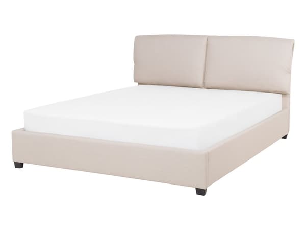 Seng Beige Polyester 140 x 200 cm Vandseng Moderne Blød Polstret Trekvart Seng Polstret Sengegavl Soveværelse Inspiration Kvalitetsseng