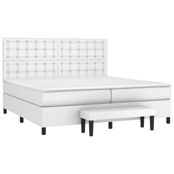 vidaXL kontinentalseng med madras 200x200 cm kunstlæder hvid