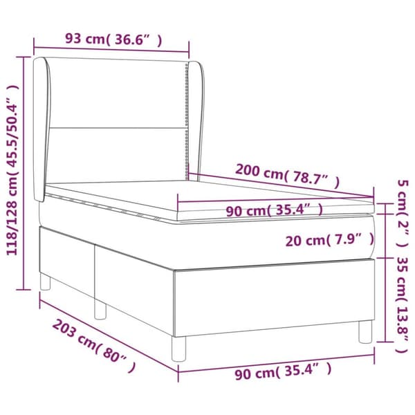 vidaXL kontinentalseng 90x200 cm kunstlæder cappuccinofarvet