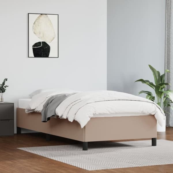 vidaXL sengeramme 90x200 cm kunstlæder cappuccinofarvet