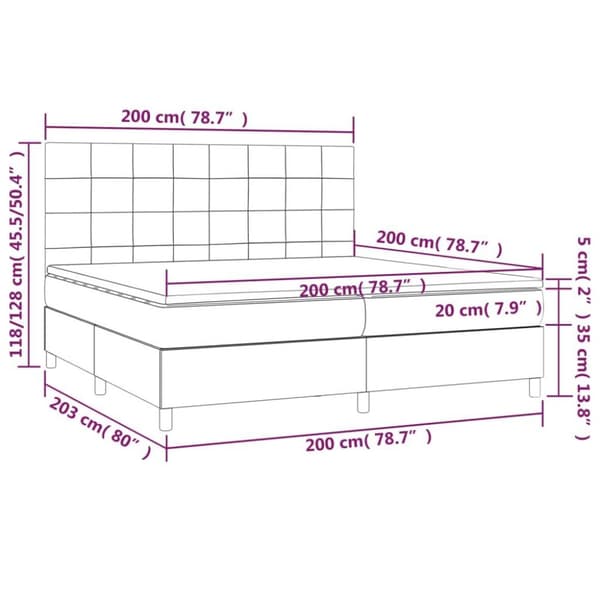 vidaXL kontinentalseng med madras 200x200 cm fløjl mørkegrå