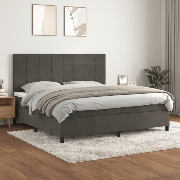 vidaXL kontinentalseng med madras 200x200 cm fløjl mørkegrå