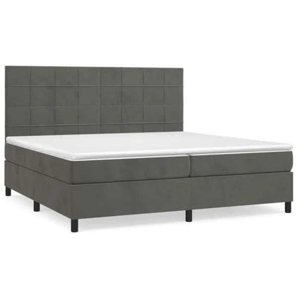 vidaXL kontinentalseng med madras 200x200 cm fløjl mørkegrå