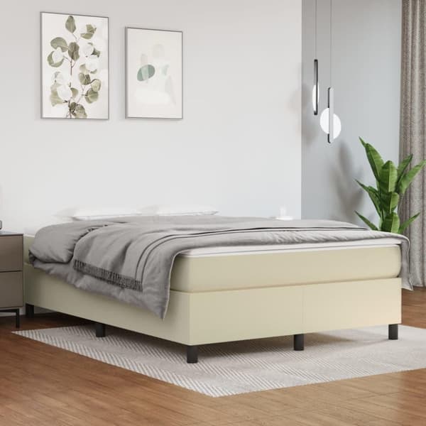 vidaXL sengeramme til kontinentalseng 140x200cm kunstlæder cremefarvet