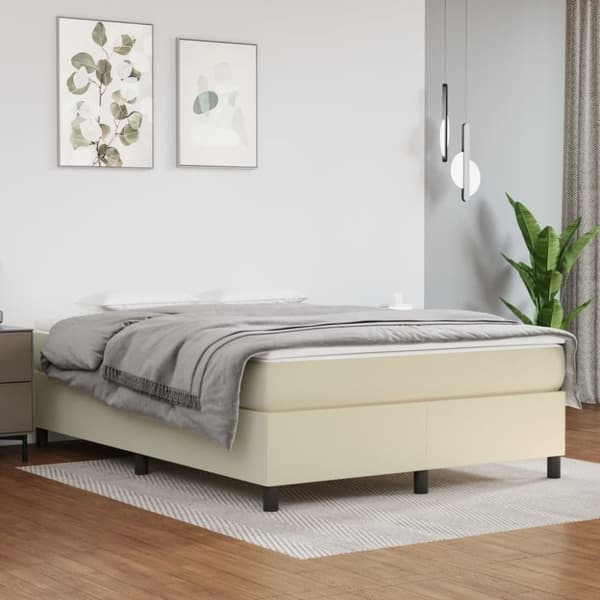 vidaXL sengeramme til kontinentalseng 140x200cm kunstlæder cremefarvet