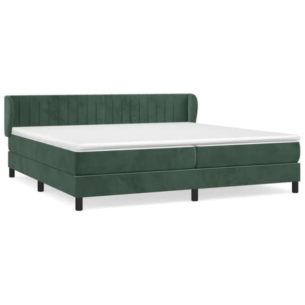 vidaXL kontinentalseng med madras 200x200 cm fløjl mørkegrøn