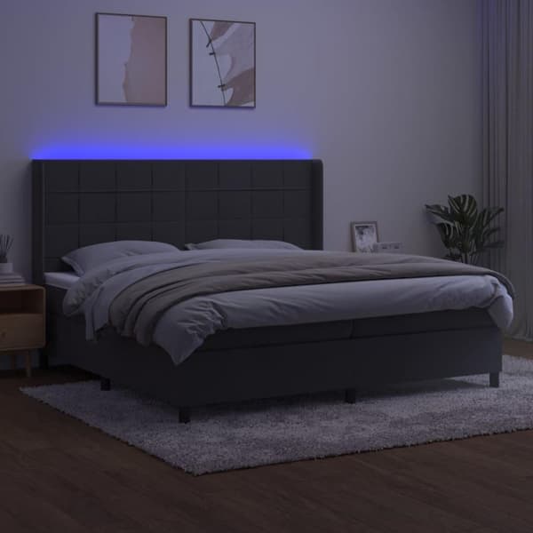 vidaXL kontinentalseng med LED-lys 200x200 cm fløjl mørkegrå