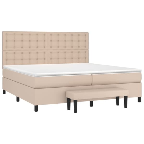 vidaXL kontinentalseng 200x200 cm kunstlæder cappuccinofarvet