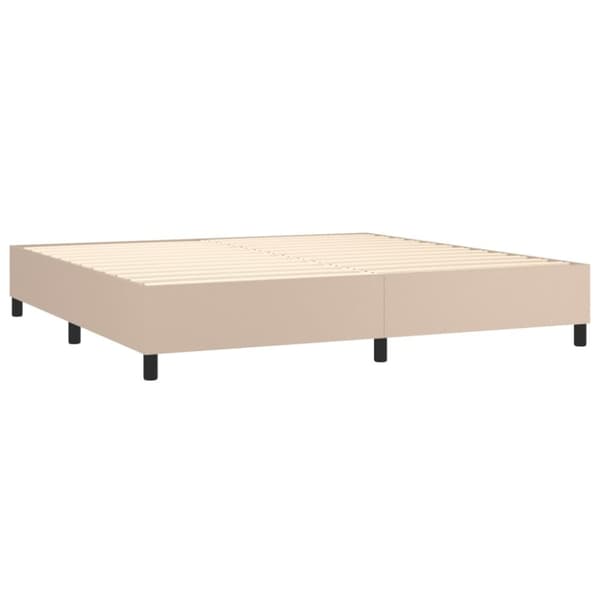 vidaXL kontinentalseng 200x200 cm kunstlæder cappuccinofarvet