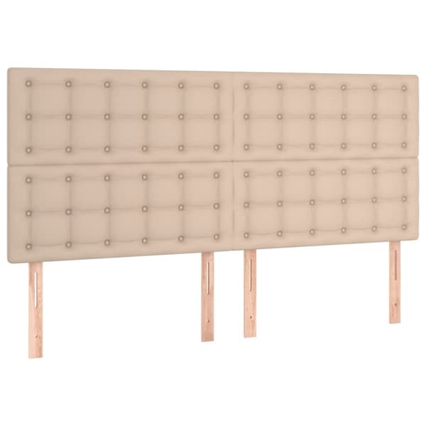 vidaXL kontinentalseng 200x200 cm kunstlæder cappuccinofarvet