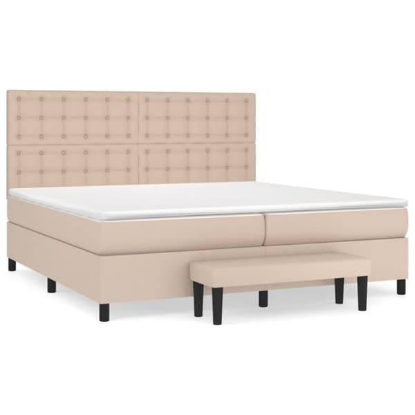 vidaXL kontinentalseng 200x200 cm kunstlæder cappuccinofarvet
