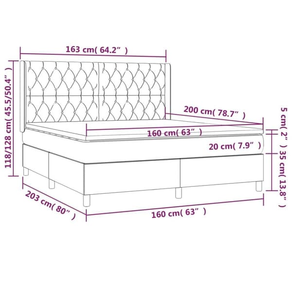 vidaXL kontinentalseng med LED-lys 160x200 cm stof sort