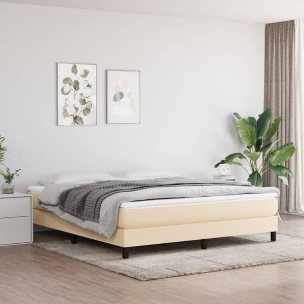 vidaXL sengeramme 180x200 cm stof cremefarvet