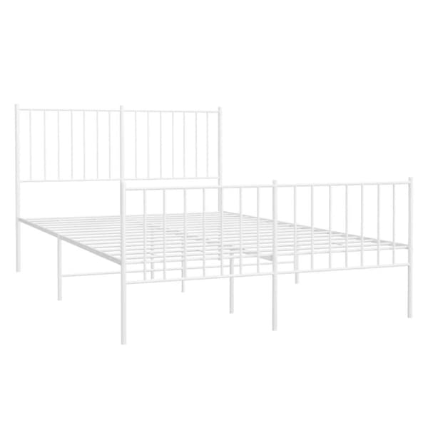 vidaXL Sengeramme i metall med hode- og fotgavl hvit 120x200 cm