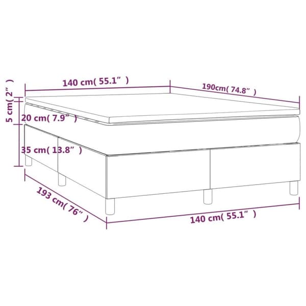 vidaXL kontinentalseng med madras 140x190 cm stof sort