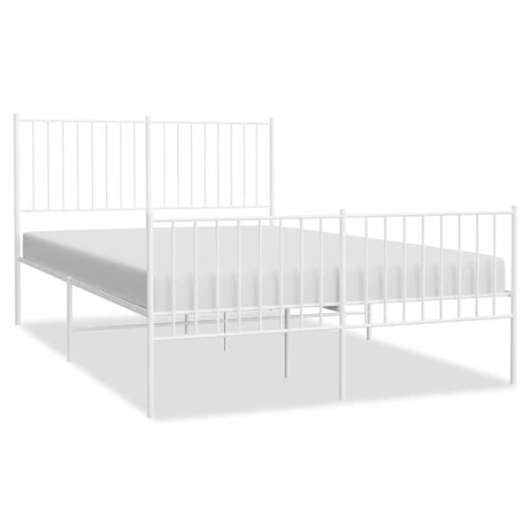 vidaXL Sengeramme i metall med hode- og fotgavl hvit 135x190 cm