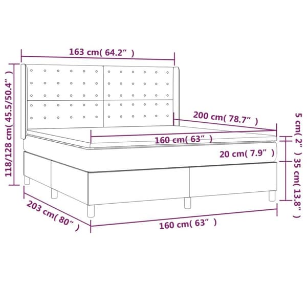 vidaXL kontinentalseng med madras 160x200 cm stof gråbrun