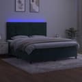 Miniatyrbillede 3 af 9: vidaXL kontinentalseng med LED-lys 160x200 cm fløjl mørkegrøn