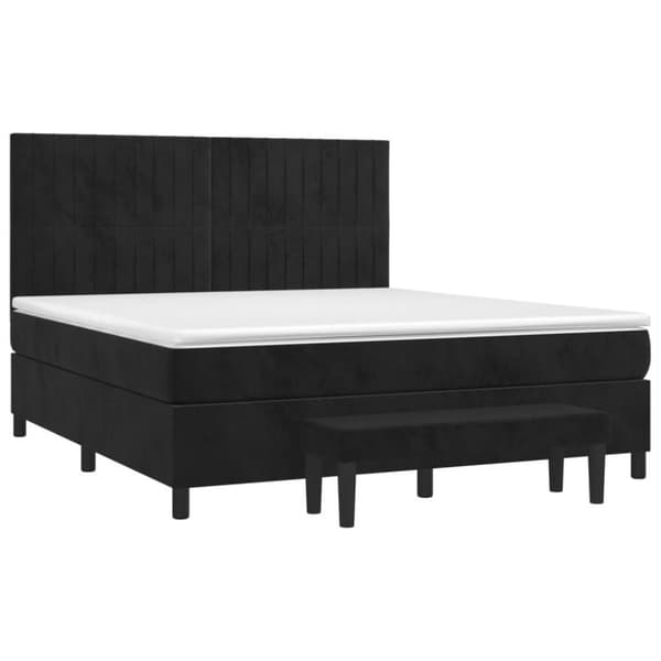 vidaXL kontinentalseng med madras 160x200 cm fløjl sort
