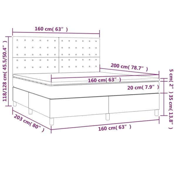 vidaXL kontinentalseng med madras 160x200 cm fløjl lyserød