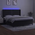 Miniatyrbillede 3 af 10: vidaXL kontinentalseng med LED-lys 160x200 cm fløjl sort