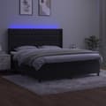 Miniatyrbillede 3 af 10: vidaXL kontinentalseng med LED-lys 160x200 cm fløjl sort