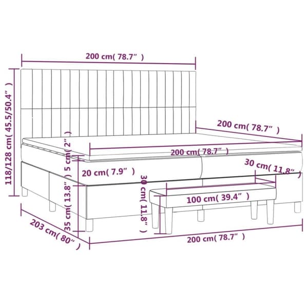 vidaXL kontinentalseng med madras 200x200 cm fløjl lyserød