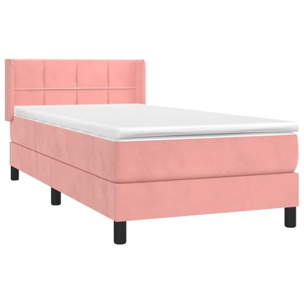vidaXL kontinentalseng med madras 90x190 cm fløjl pink