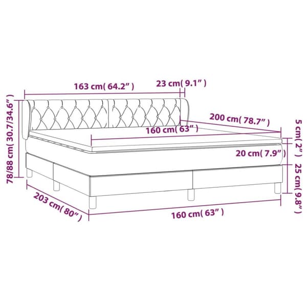 vidaXL Ramsäng med madrass svart 160x200 cm sammet