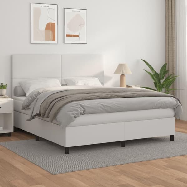 vidaXL kontinentalseng 160x200 cm kunstlæder hvid