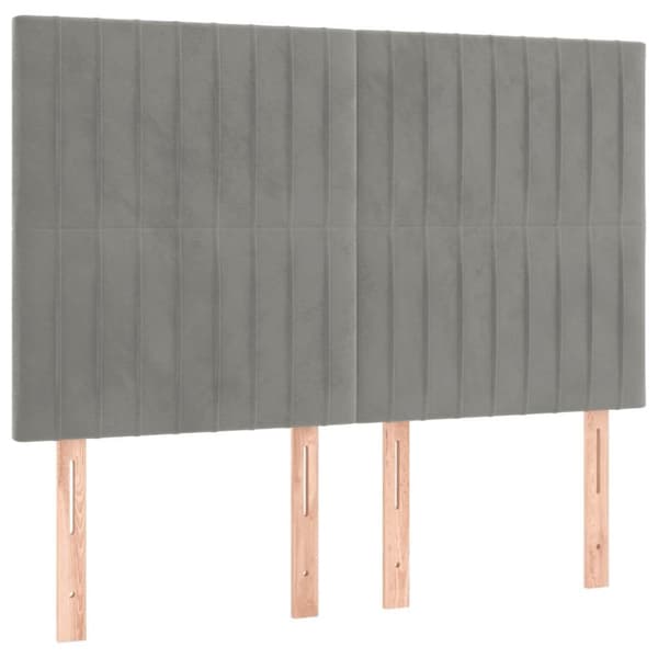 vidaXL kontinentalseng med madras 140x200 cm fløjl lysegrå