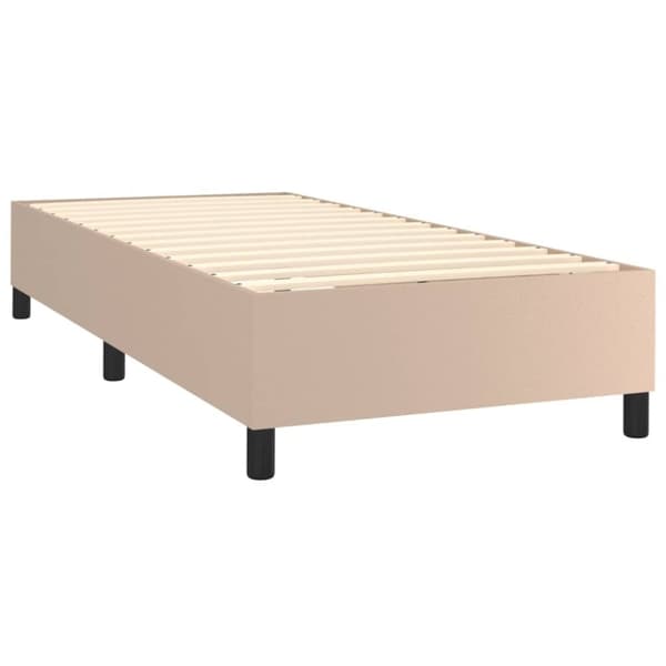 vidaXL kontinentalseng LED-lys 90x200 cm kunstlæder cappuccinofarvet