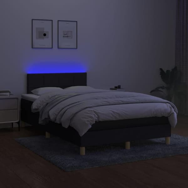 vidaXL kontinentalseng med LED-lys 120x200 cm stof sort