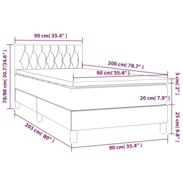 vidaXL kontinentalseng med madras 90x200 cm fløjl sort