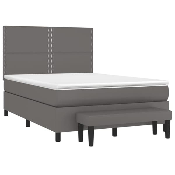 vidaXL kontinentalseng med madras 140x190 cm kunstlæder grå