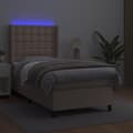 Miniatyrbillede 3 af 10: vidaXL kontinentalseng LED-lys 90x200 cm kunstlæder cappuccinofarvet