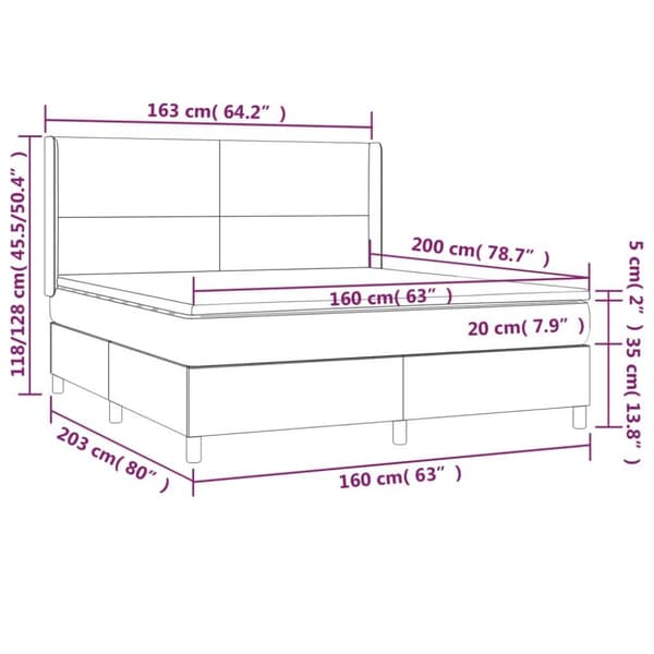 vidaXL kontinentalseng 160x200 cm kunstlæder hvid