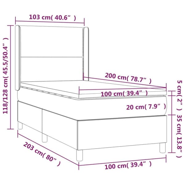 vidaXL kontinentalseng 100x200 cm kunstlæder cappuccinofarvet