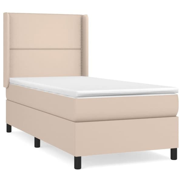 vidaXL kontinentalseng 100x200 cm kunstlæder cappuccinofarvet