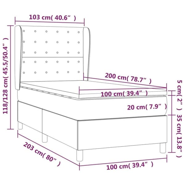 vidaXL kontinentalseng 100x200 cm kunstlæder cappuccinofarvet
