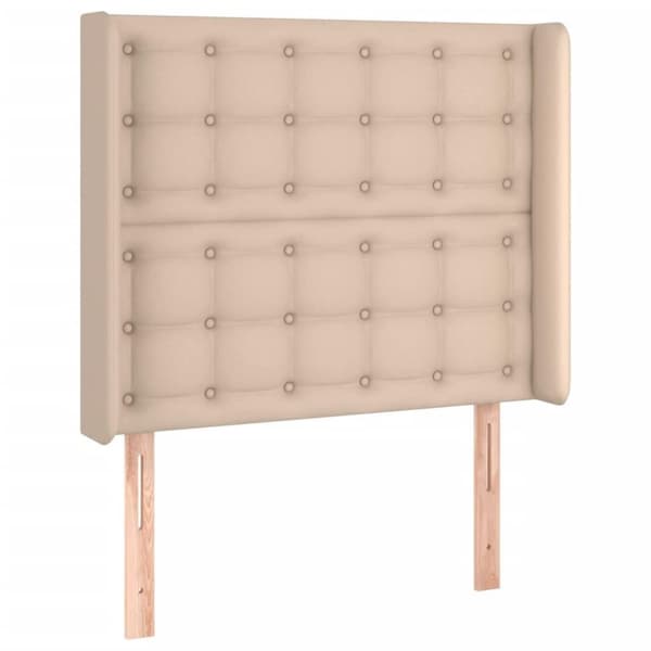 vidaXL kontinentalseng LED-lys 100x200 cm kunstlæder cappuccinofarvet