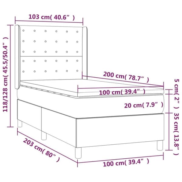 vidaXL kontinentalseng LED-lys 100x200 cm kunstlæder cappuccinofarvet