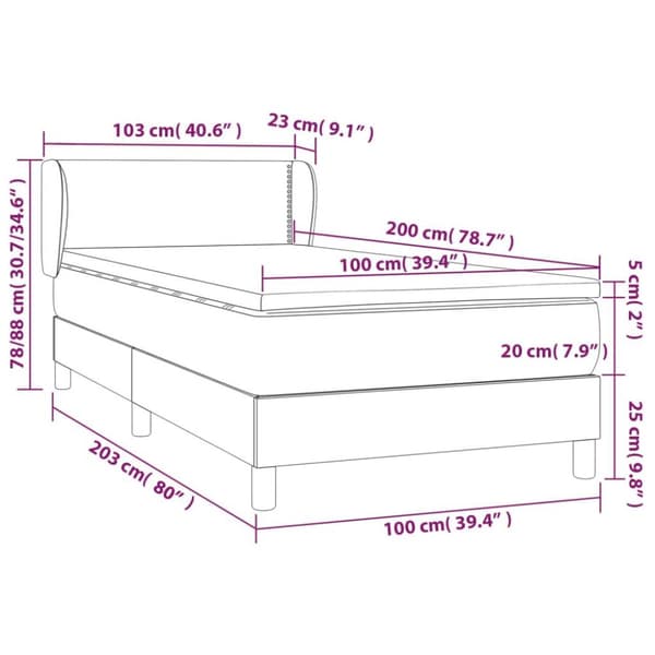 vidaXL kontinentalseng med madras 100x200 cm kunstlæder cremefarvet